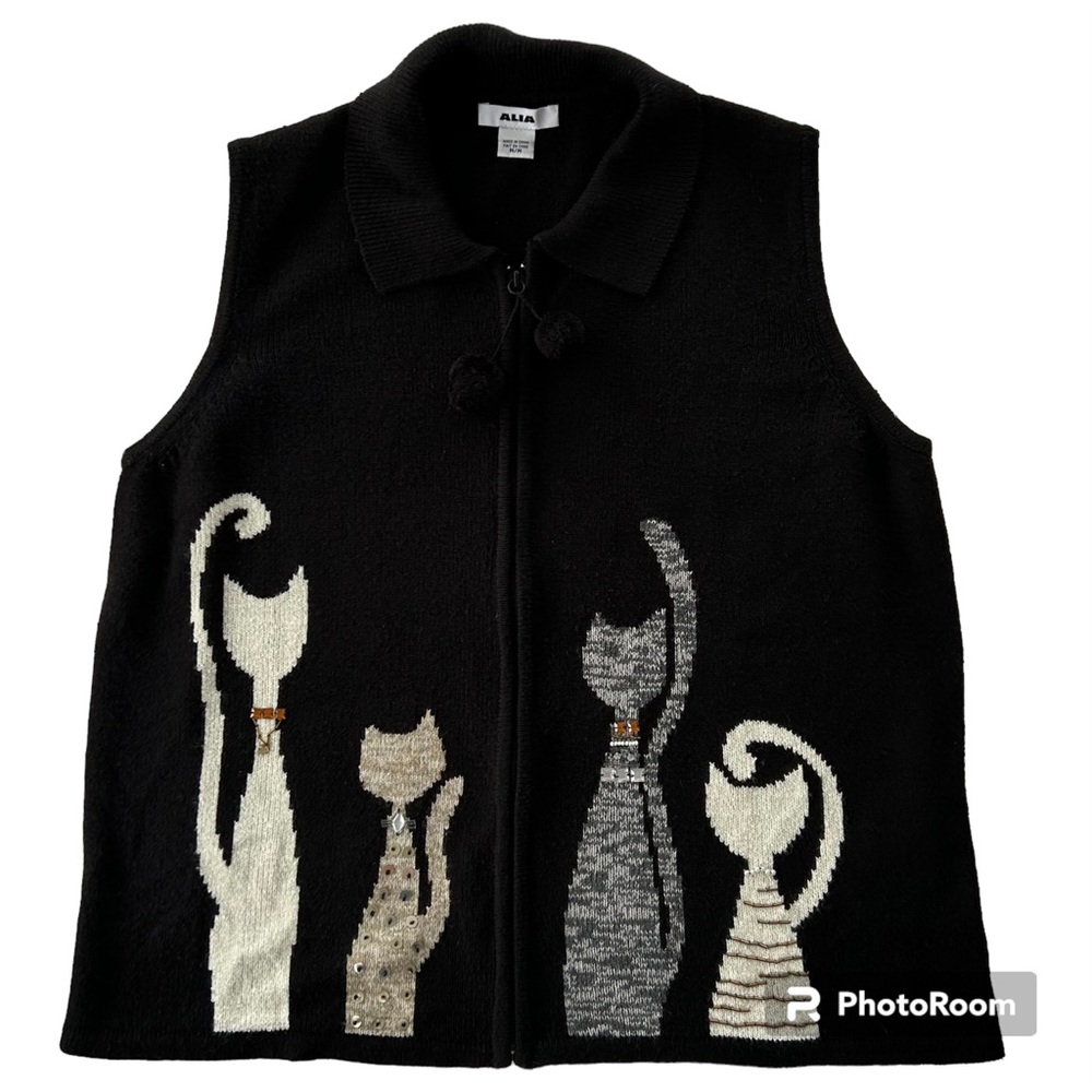Cat Vest - Novelty Kitties Spring Fall Autumn Teacher Vest